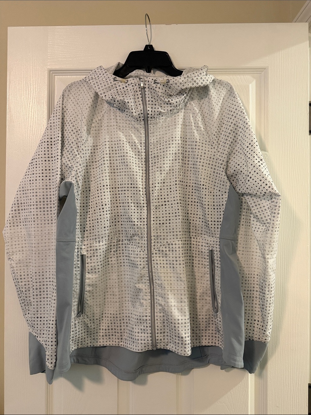 Athleta Light Gray Perforated Hooded Utility Jacket